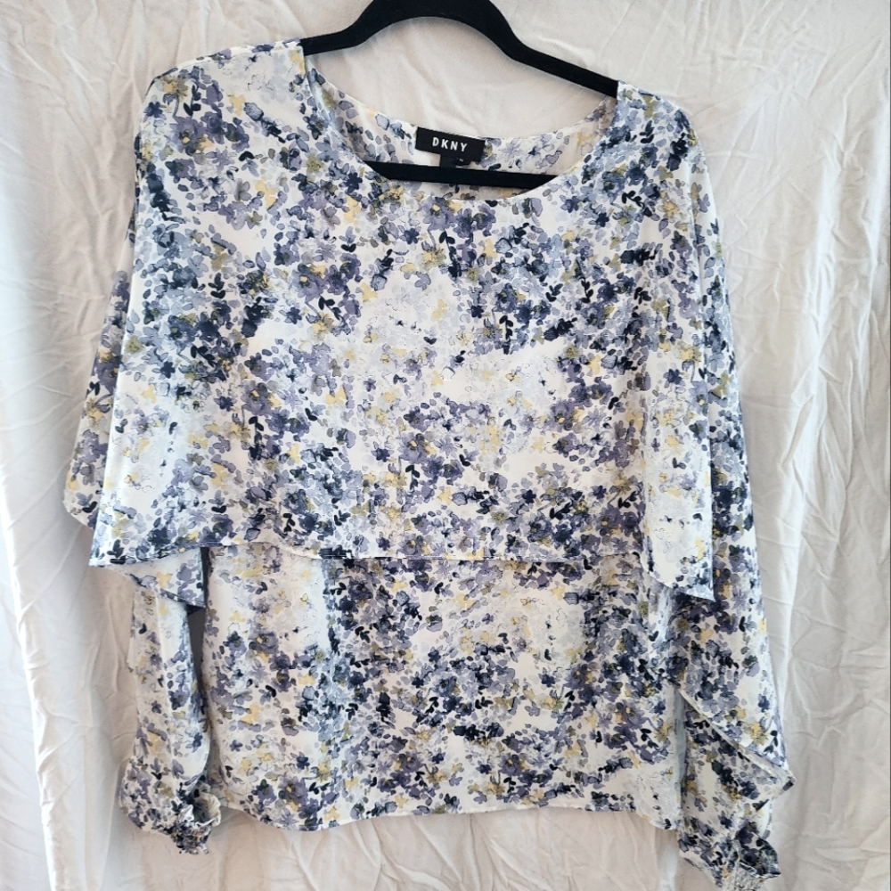 DKNY floral layered blouse, size Medium